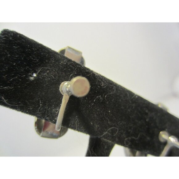 Blue heart silver screwback earrings knots curves & amber stone 4 pair VINTAGE - Picture 6 of 9